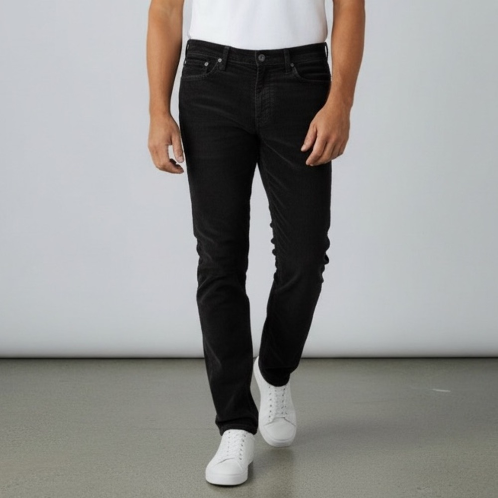 AG Adriano Goldschmied Graduate Corduroy Pants 32R Black Stretch Straight